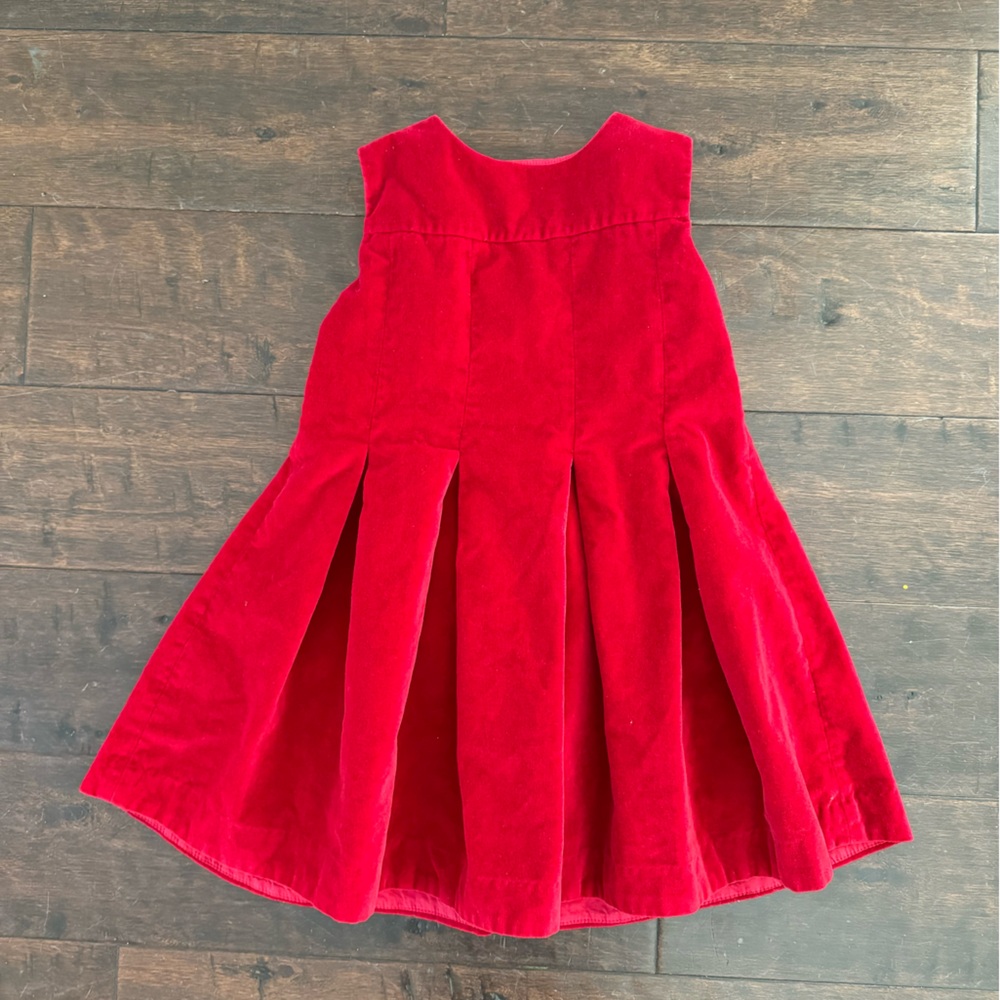 Jacadi Holiday Red velvet lined girls dress.
